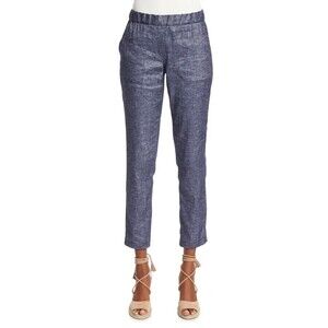 Theory Women  Northsound Tierra Washed Denim Pants Size S Cropped Linen Blend